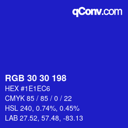 Color code: RGB 30 30 198 | qconv.com