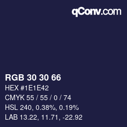 カラーコード: RGB 30 30 66 | qconv.com