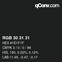 颜色代码: RGB 30 31 31 | qconv.com