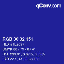 Color code: RGB 30 32 151 | qconv.com