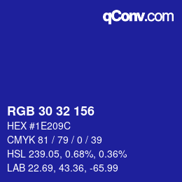 カラーコード: RGB 30 32 156 | qconv.com