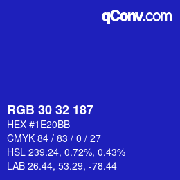 Color code: RGB 30 32 187 | qconv.com