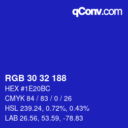 Color code: RGB 30 32 188 | qconv.com