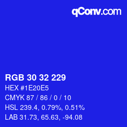 Color code: RGB 30 32 229 | qconv.com