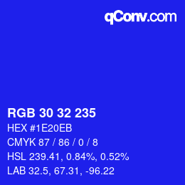 Color code: RGB 30 32 235 | qconv.com