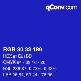 Color code: RGB 30 33 189 | qconv.com