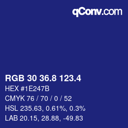カラーコード: RGB 30 36.8 123.4 | qconv.com