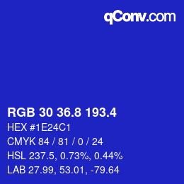 カラーコード: RGB 30 36.8 193.4 | qconv.com