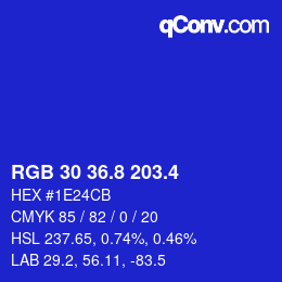 カラーコード: RGB 30 36.8 203.4 | qconv.com