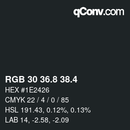 カラーコード: RGB 30 36.8 38.4 | qconv.com