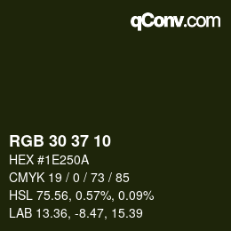 Color code: RGB 30 37 10 | qconv.com