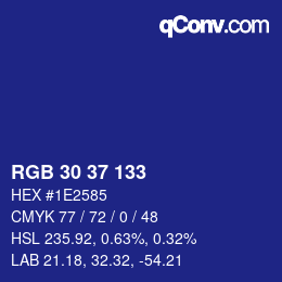Color code: RGB 30 37 133 | qconv.com