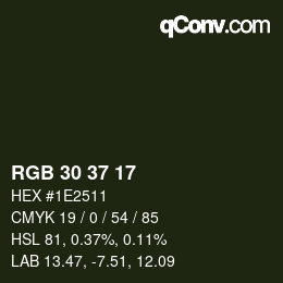 カラーコード: RGB 30 37 17 | qconv.com