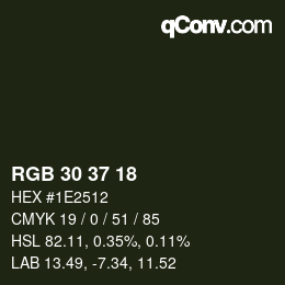 カラーコード: RGB 30 37 18 | qconv.com