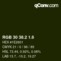 カラーコード: RGB 30 38.2 1.6 | qconv.com