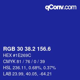 カラーコード: RGB 30 38.2 156.6 | qconv.com