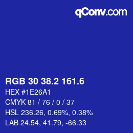カラーコード: RGB 30 38.2 161.6 | qconv.com