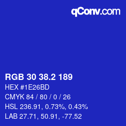 カラーコード: RGB 30 38.2 189 | qconv.com