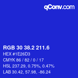 カラーコード: RGB 30 38.2 211.6 | qconv.com