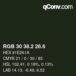 カラーコード: RGB 30 38.2 26.6 | qconv.com