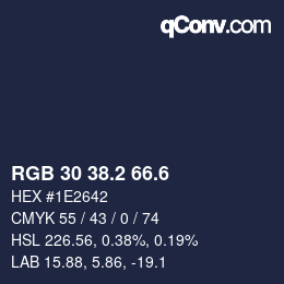 カラーコード: RGB 30 38.2 66.6 | qconv.com