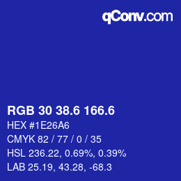 カラーコード: RGB 30 38.6 166.6 | qconv.com