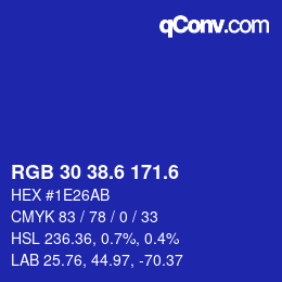 カラーコード: RGB 30 38.6 171.6 | qconv.com