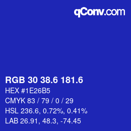 カラーコード: RGB 30 38.6 181.6 | qconv.com
