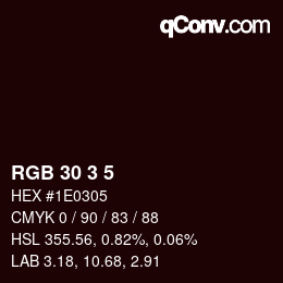 Color code: RGB 30 3 5 | qconv.com