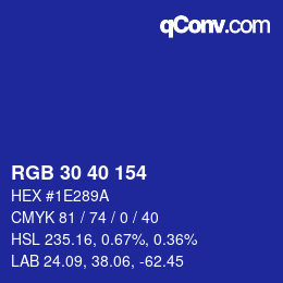 颜色代码: RGB 30 40 154 | qconv.com