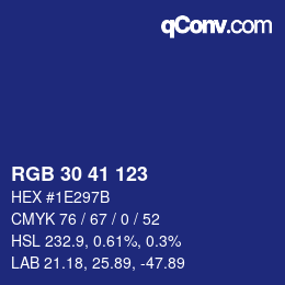 Color code: RGB 30 41 123 | qconv.com