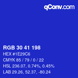 Color code: RGB 30 41 198 | qconv.com