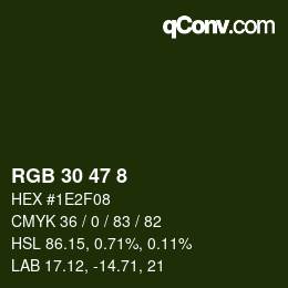 Color code: RGB 30 47 8 | qconv.com