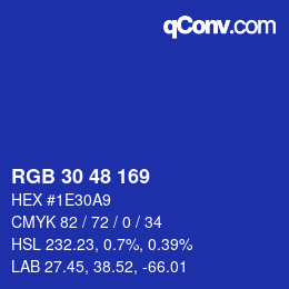 Color code: RGB 30 48 169 | qconv.com