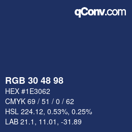 Color code: RGB 30 48 98 | qconv.com