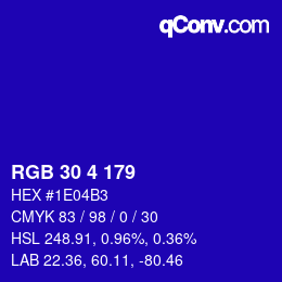 Color code: RGB 30 4 179 | qconv.com
