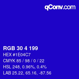 Color code: RGB 30 4 199 | qconv.com
