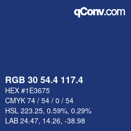 カラーコード: RGB 30 54.4 117.4 | qconv.com