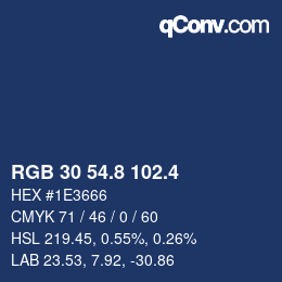 カラーコード: RGB 30 54.8 102.4 | qconv.com