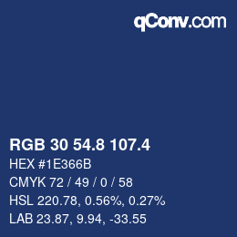 カラーコード: RGB 30 54.8 107.4 | qconv.com