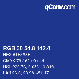 カラーコード: RGB 30 54.8 142.4 | qconv.com