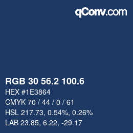 カラーコード: RGB 30 56.2 100.6 | qconv.com