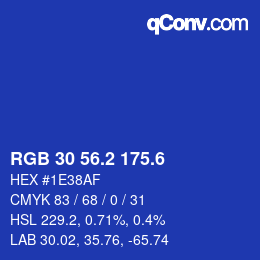 カラーコード: RGB 30 56.2 175.6 | qconv.com