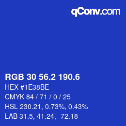 カラーコード: RGB 30 56.2 190.6 | qconv.com