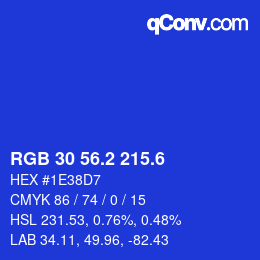 カラーコード: RGB 30 56.2 215.6 | qconv.com