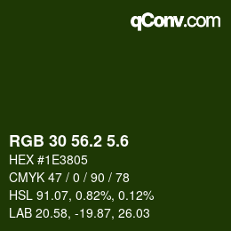 カラーコード: RGB 30 56.2 5.6 | qconv.com