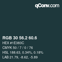 カラーコード: RGB 30 56.2 60.6 | qconv.com