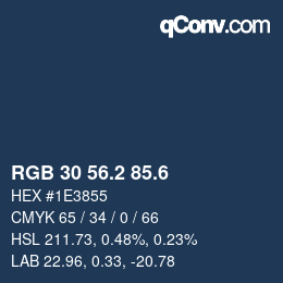 カラーコード: RGB 30 56.2 85.6 | qconv.com