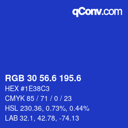 カラーコード: RGB 30 56.6 195.6 | qconv.com