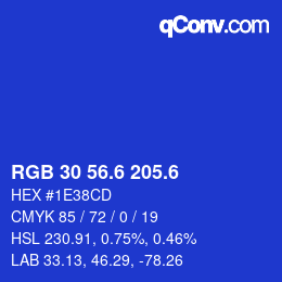 カラーコード: RGB 30 56.6 205.6 | qconv.com
